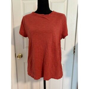 LOFT Womens Dark Red Cotton Short Sleeve Tee Shirt With Tie Back Size Large
